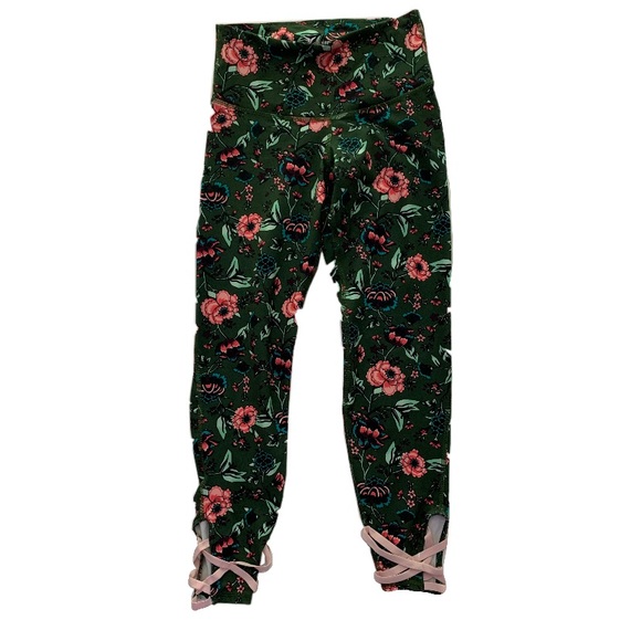 green old navy leggings flower patterned - Picture 2 of 3